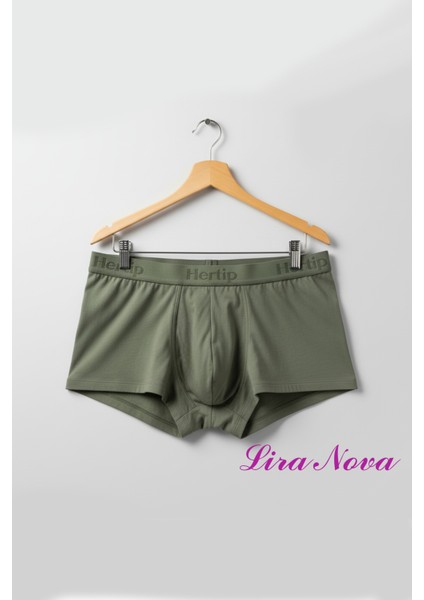 10 Adet Haki Soft Elastan Erkek Boxer %90 Pamuk %10 Elastan modelleri