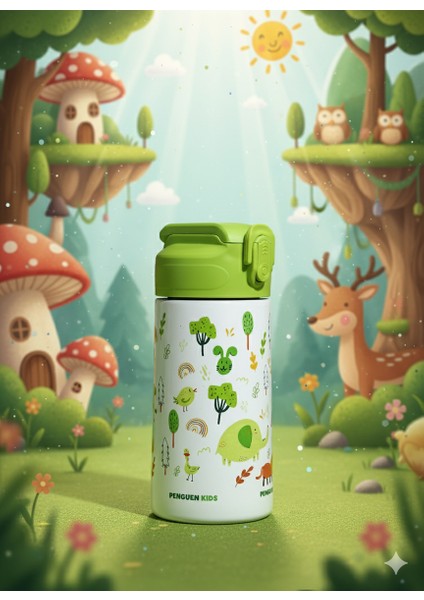 500ML Çocuk Desenli Su Matarası | Pipetli | Paslanmaz Çelik| Bpa Free | Sızdırmaz Kapaklı