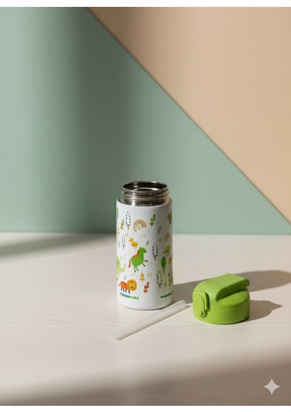 500ML Çocuk Desenli Su Matarası | Pipetli | Paslanmaz Çelik| Bpa Free | Sızdırmaz Kapaklı modelleri