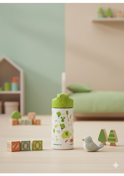 500ML Çocuk Desenli Su Matarası | Pipetli | Paslanmaz Çelik| Bpa Free | Sızdırmaz Kapaklı fırsatları
