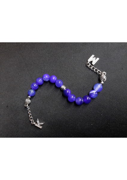 Mryart Mavi Beyaz Mix Akik Taşı Zaza Tesbih Harfli