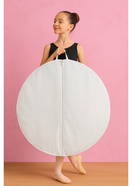 Fuşya/beyaz Fermuarlı Beyaz Tütü Kılıfı