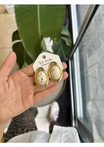 Ieg Taşlı Küpe - Krem