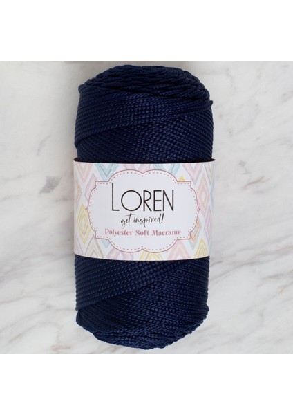 Loren Polyester Soft Macrame Koyu Lacivert El Örgü Ipi - LM030 - 34436