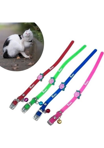 Adatak® Çıngıraklı Zilli Sevimli Renkli Slikon Kedi Köpek Boyun Tasması