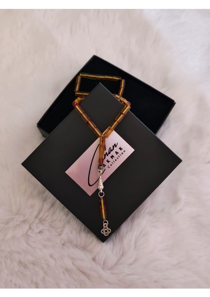 Sarı Kesme Kesim Toz Kehribar Tesbih