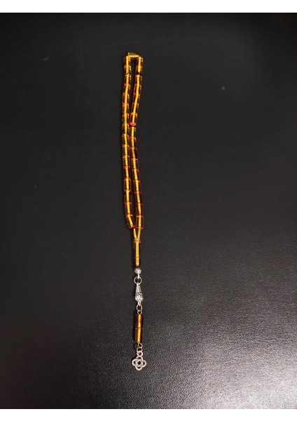 Sarı Kesme Kesim Toz Kehribar Tesbih