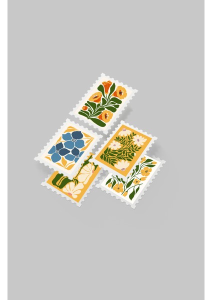 Çiçek & Botanik Temalı Pul Sticker Seti 20'li - Bullet Journal Ajanda Scrapbook modelleri