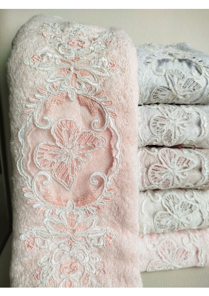 Bella Dantel Bambu Oyma Nakışlı 50X90 cm El Yüz Havlusu 6 Lı Pvc Kutulu modelleri