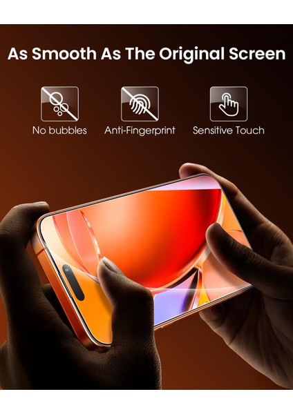 Iphone 14 Pro Max Uyumlu Kolay Takma Aparatlı Kenarları Siyah Full Kapatan Çerçeveli Cam Koruyucu
