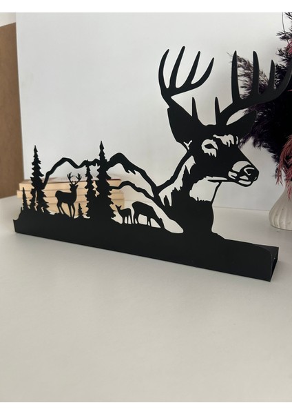 Geyik ve Dağ Temalı Metal Dekoratif Şamdan Mumluk fiyatları