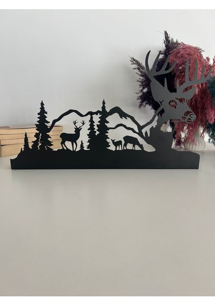 Geyik ve Dağ Temalı Metal Dekoratif Şamdan Mumluk modelleri