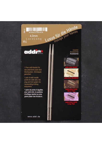 Addi Click Lace 4mm Değiştirilebilir Uzun Uçlu Dan
