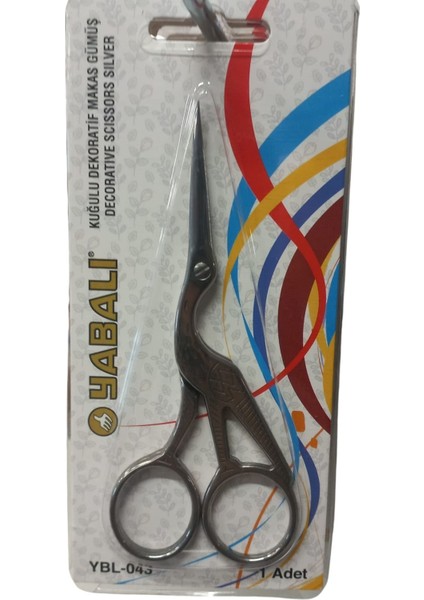Nakış Makası Kuğulu Dekoratif Makas Gümüş YBL-043 Model 13