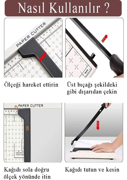 Giyotin Kağıt Kesme Makinesi A3 Metal Kollu Tablalı A5-A4-A3 Ayarlanabilir Sürgülü Paslanmaz Kaliteli modelleri