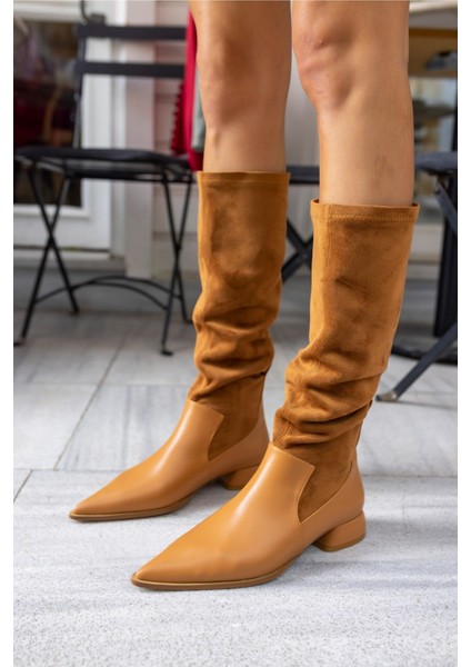 Tacco Kadın Taba Strec Detayli Çizme