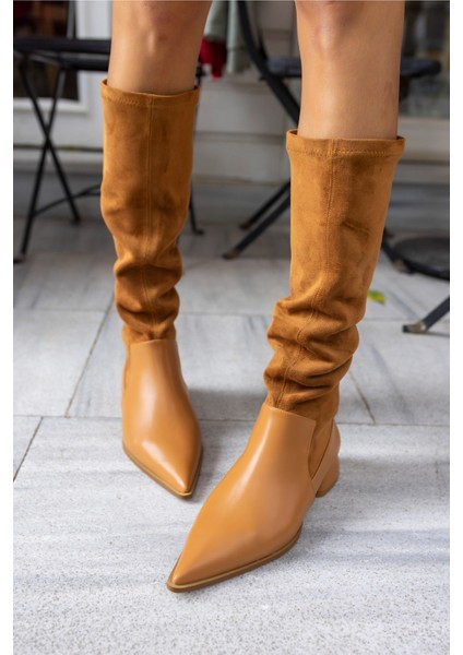 Tacco Kadın Taba Strec Detayli Çizme