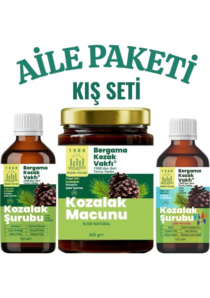 Bergama Vakfı Kozalak Şurubu Kış Aile Seti 3'lü