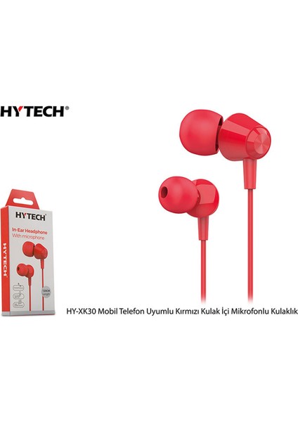 Hytech HY-XK30 Mobil Telefon Uyumlu Kırmızı Kulak Içi Mikrofonlu Kulaklık