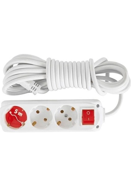 Almera 3lü 5mt Anahtarlı Topraklı Priz (9230205)