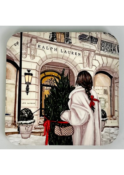 Yılbaşı Kar Temalı Bardak Altlığı Seti - Eva Sünger Tabanlı modelleri