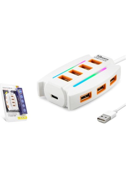 Hadron HDX7037 USB Hub 10-Usb 1.2m Beyaz