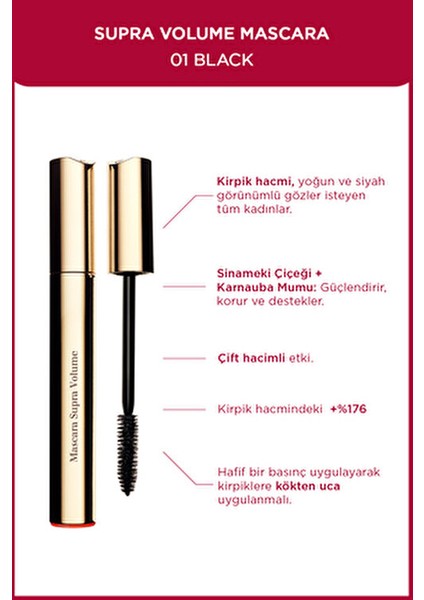 Supra Volume Maskara Hacim Verici Etkiyle Siyah Renk Büyük Boy 01 Noir fiyatları