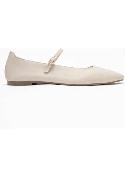 Lunaıre Ekru Hakiki Deri Tek Bantlı Sivri Burun Kadın Babet Ayakkabı fiyatları