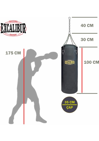 Klasik Boks Torbası 100 x 35 cm Siyah fırsatları