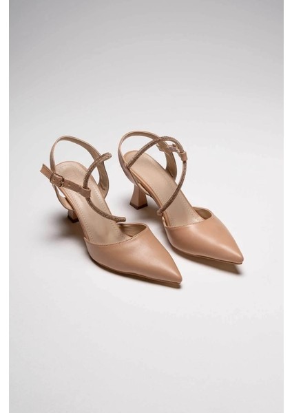 New İlme Nude Kadın Taşlı Topuklu Ayakkabı fiyatları