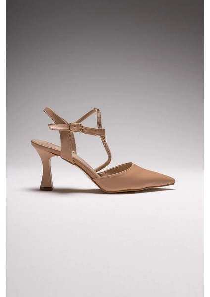 New İlme Nude Kadın Taşlı Topuklu Ayakkabı modelleri