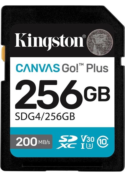 Kingston SDG4-256GB 256GB Sdxc Canvas Go Plus Gen4 200MB-S C10 Uhs-I U3 V30 Hafıza Kartı