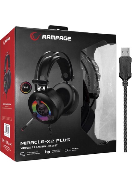 Rampage Miracle-X2 Plus Siyah Rgb LED 7.1 Surround Sound System Gaming Mikrofonlu Oyuncu Kulaklığı fiyatları