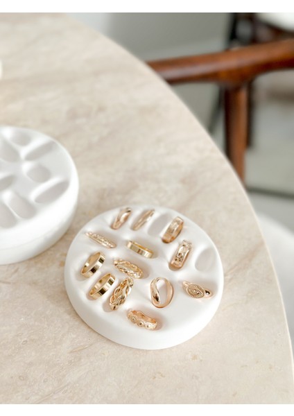 Takı Sergi Dekoratif Tabak | Küpe Yüzük Organizeri Simli