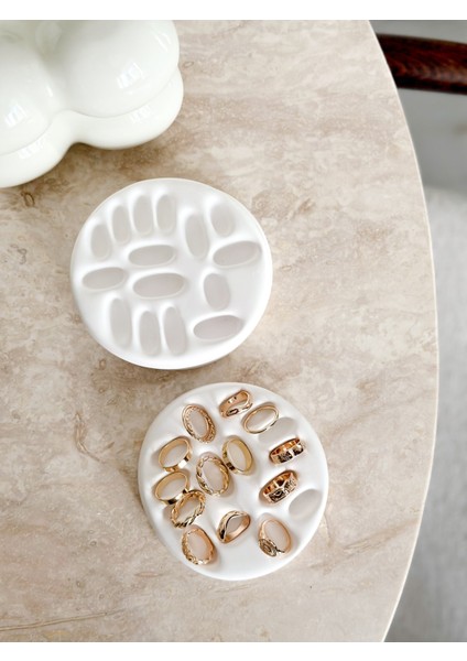 Takı Sergi Dekoratif Tabak | Küpe Yüzük Organizeri Simli fiyatları