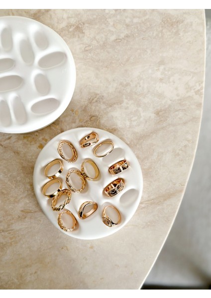 Takı Sergi Dekoratif Tabak | Küpe Yüzük Organizeri Simli modelleri