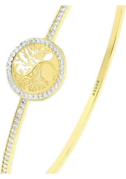 Taşlı Altın Kelepçe - 14K