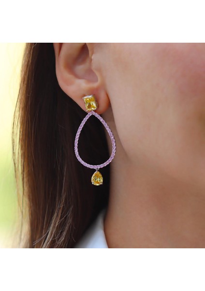 Damla Pembe Sitrin Taşlı Gümüş Küpe fiyatları