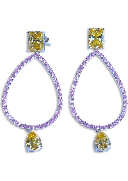 Damla Pembe Sitrin Taşlı Gümüş Küpe fırsatları