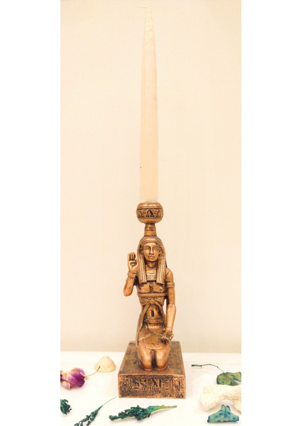 Mısır Tanrıçası Biblo Şamdan Mumluk Ev Dekor Tasarım Hediyelik modelleri