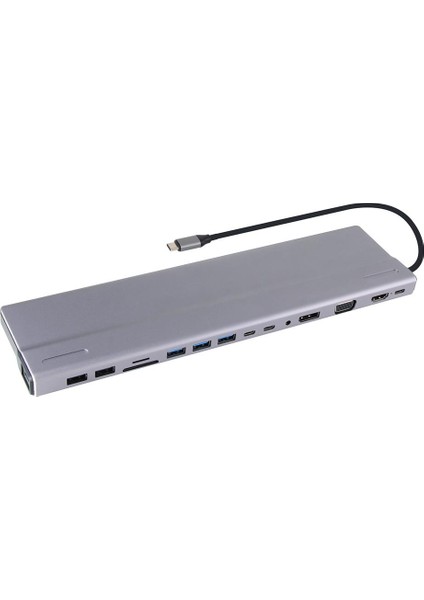 Vcom CU4703 Type-C To USB3.0-3+USB2.0-2+VGA+RJ45+SD+TF+AUDIO+HDMI+DP+USB-C Data-2+Usb-C Çoklayıcı
