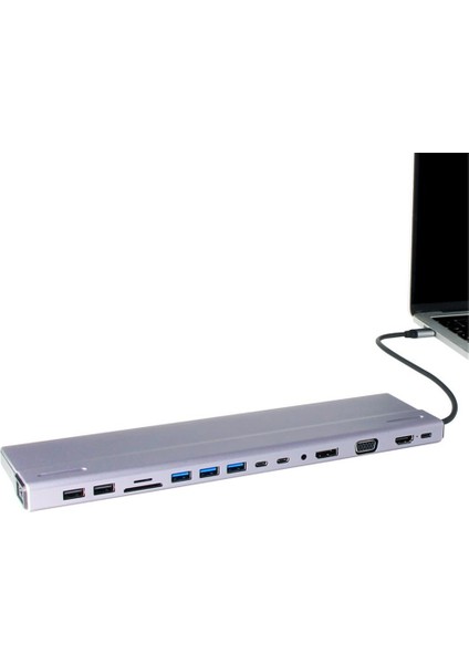 Vcom CU4703 Type-C To USB3.0-3+USB2.0-2+VGA+RJ45+SD+TF+AUDIO+HDMI+DP+USB-C Data-2+Usb-C Çoklayıcı fiyatları
