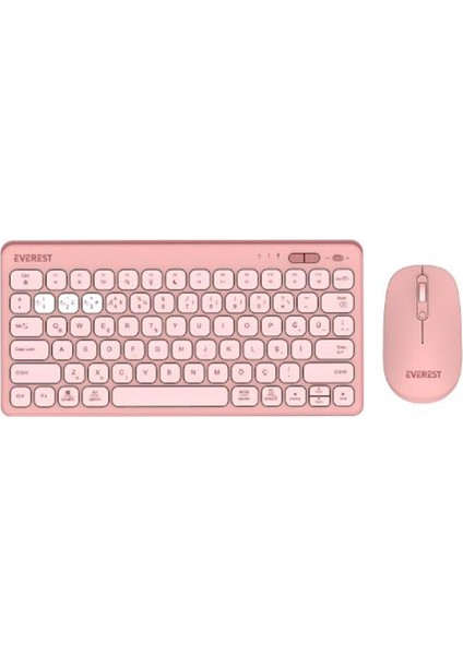 Everest Lumı KM-BT903 Pembe 3in1 3 Bt + 2.4 1600DPI Q Kablosuz Klavye + Mouse Set