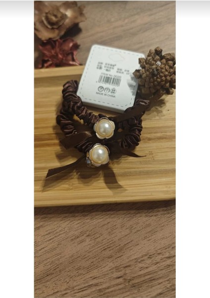 Ikili Kurdelalı Incili Saç Tokası