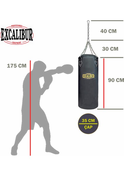 Klasik Boks Torbası 90 x 35 cm Siyah fırsatları