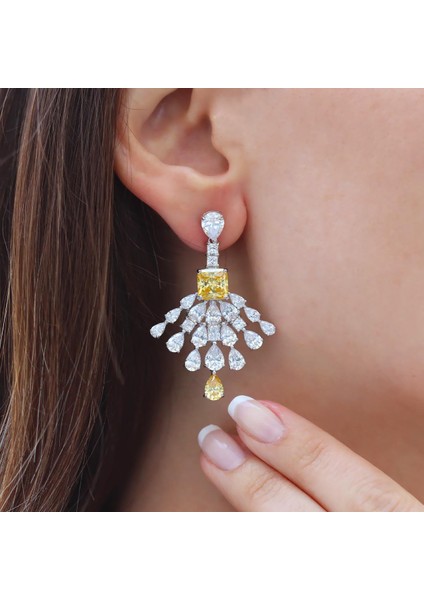 Damla Sitrin Taşlı Işıltı Gümüş Küpe