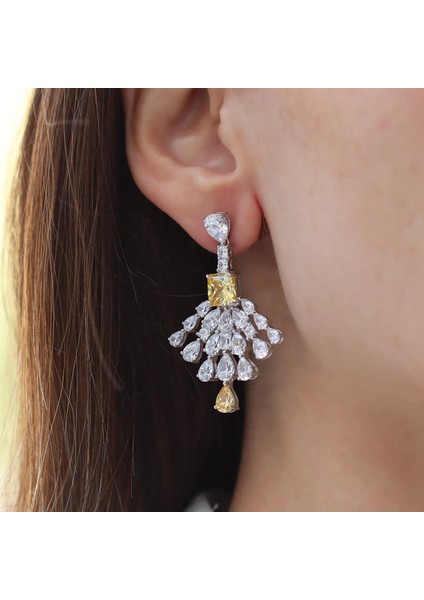 Damla Sitrin Taşlı Işıltı Gümüş Küpe modelleri