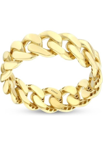 Zincir Formlu Tasarım Altın Yüzük - 14K