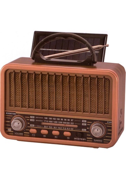 Everton RT-834 Bluetooth Radyo-Tf Card-Usb-Kumandalı Nostaljik Radyo Solar Güneş Panelli