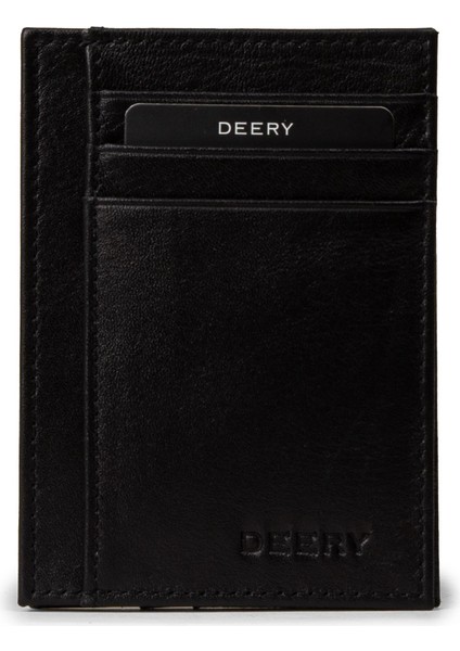 Erkek Hakiki Deri Siyah Sihirbaz Dikey Cüzdan - 03101MSYHZ01